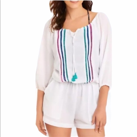 Vera Bradley White Kiera Romper Swim Cover Up - Picture 1 of 3